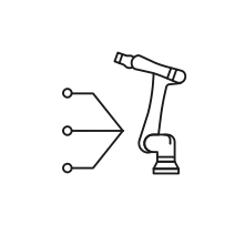 Pictogram for CRX third party devices (Robot) in black. SVG format.