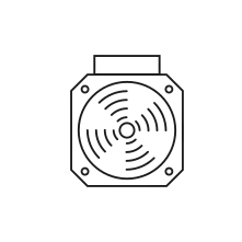 Pictogram for Motor fan cooling (Service) in black. SVG format.