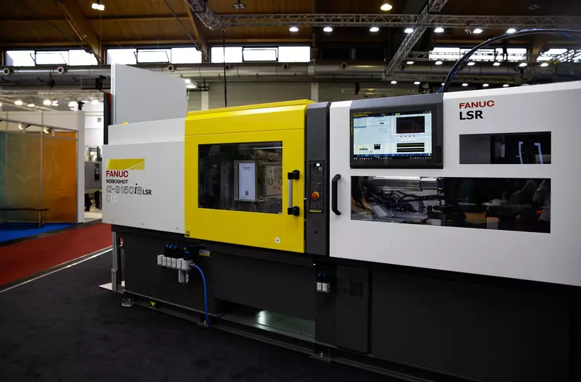 FANUC ROBOSHOT α-S150iB LSR injection moulding machine at FAKUMA 2023.