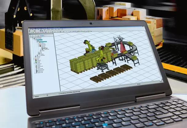 Image of simulation software for Palletising Robots.