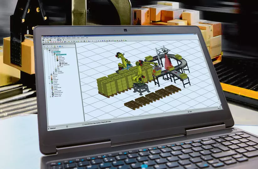 Image of simulation software for Palletising Robots.