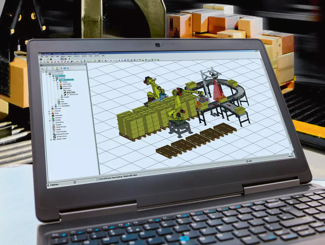 Image of simulation software for Palletising Robots.