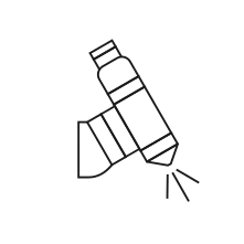 Pictogram for gun triggering (Robot) in black. SVG format.