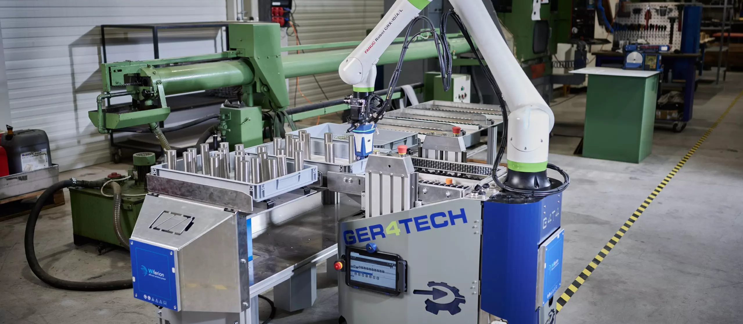 The Austrian company GER4TECH developed a mobile cobot with FANUC CRX-10iA/L. The FANUC CRX Series of Collaborative Robots makes it simple to Integrate Peripheral Devices. Test