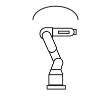 Pictogram for Smooth Serial Link Design (Robot) in black. SVG format.