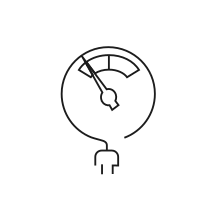 Pictogram for Power consumption (Sustainability) in black. SVG format.