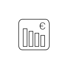 Pictogram for Cost savings (IoT) in black. SVG format.