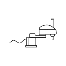 Pictogram for Integrated Services Scara (Robot) in black. SVG format.