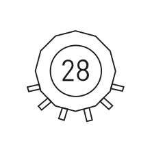 Pictogram for RM-28-tool-capacity in black, svg format