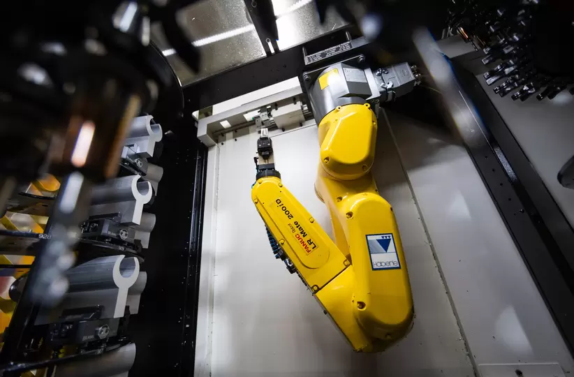 Arcus-Haberle case study picture
ARCUS ELEKTROTECHNIK is using a FANUC ROBODRILL Plus-K automated machining cell to manufacture complex, high-precision energy sector components economically from batch sizes as small as one. Combining a FANUC ROBODRILL α-D21MiB5 ADV Plus CNC machining centre with integrated tool and workpiece handling via a FANUC LR Mate 200iD robot, the solution enables flexible, unmanned production with rapid changeovers and minimal downtime.