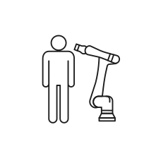 Pictogram for CRX (Robot) in black. SVG format.