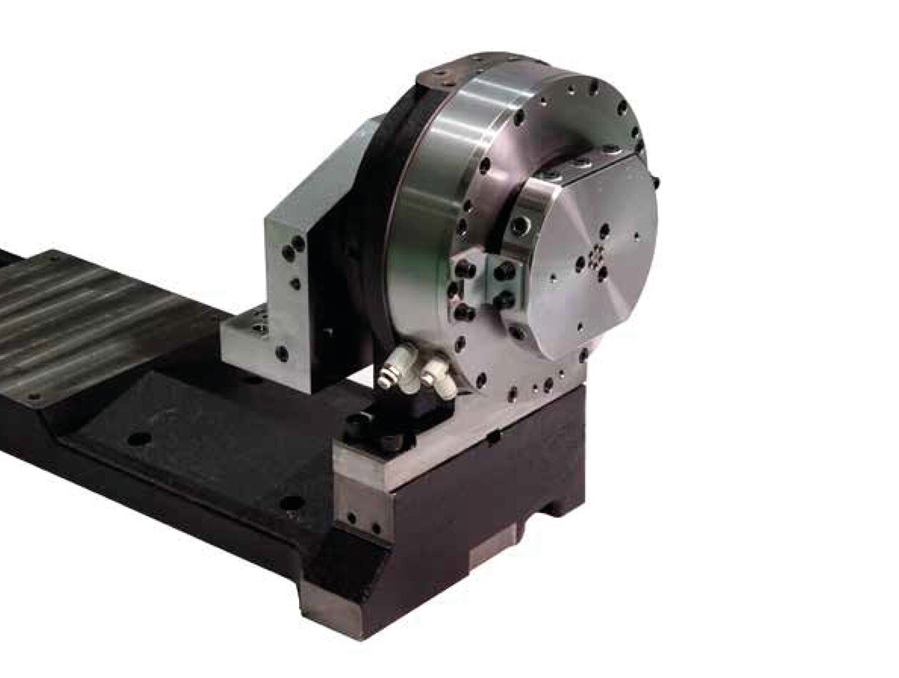 Image of FANUC ROBODRILL Rotary table DDR-TiB rotary joint tail support side option on a white background.