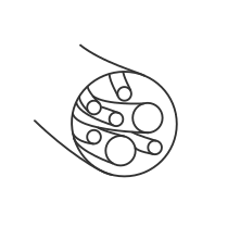 Pictogram for Hollow wrist arm cable (Robot) in black. SVG format.