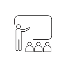 Pictogram for Teching support (Education) in black. SVG format.