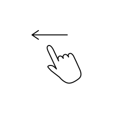 Pictogram for Flick left (User interface) in black. SVG format.