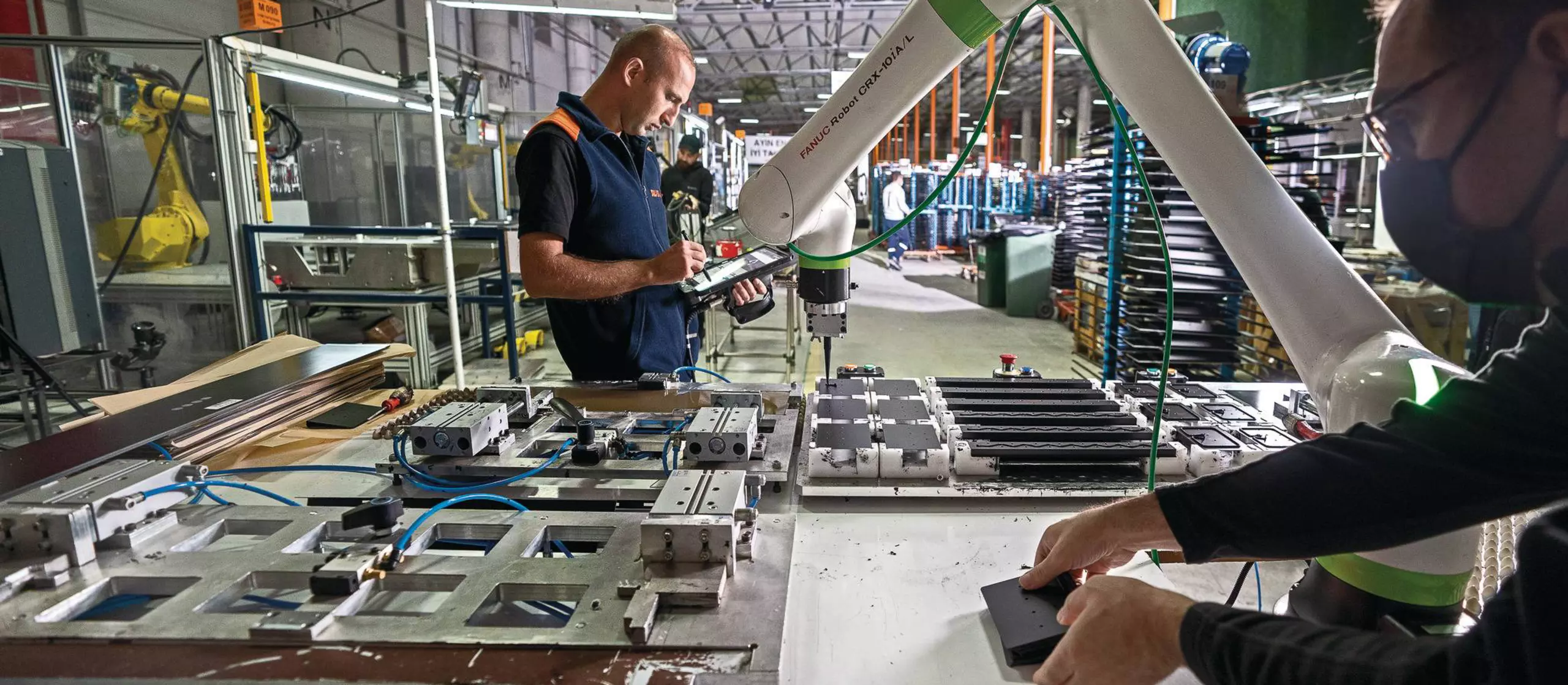 Image related to the success story SILVERLINE. FANUC Turkey.

Silverline is using FANUC robots for working in chemical bonding, sheet metal bending, welding, palletisation, product transfer and press feeding applications, and constitutes 27% of the production capacity. Following the latest manufacturing trends, Silverline provides flexibility and efficiency in its production with the FANUC CRX collaborative robot in 2021.