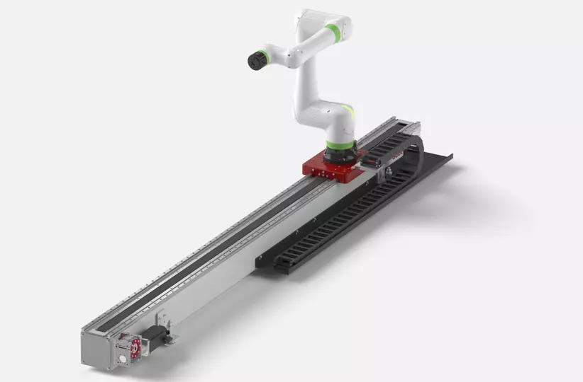 Image of CRX device. CoboMover linear axis from Güdel.
 
The Güdel CoboMover linear axis allows to operate several workstations. The CoboMover, developed and built in Switzerland, performs reliable work in the areas of welding, machine loading and machine operation. Other possible applications include packaging and palletizing goods.