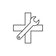 Pictogram for maintenance manager (CNC) in black. SVG format.