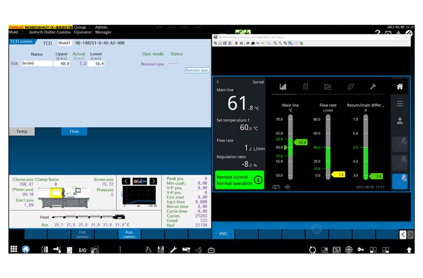 Utilise Virtual Network Computing (VNC) for FANUC ROBOSHOT to establish connections with auxiliary devices via Ethernet, facilitating integrated screen operation on the ROBOSHOT display interface.