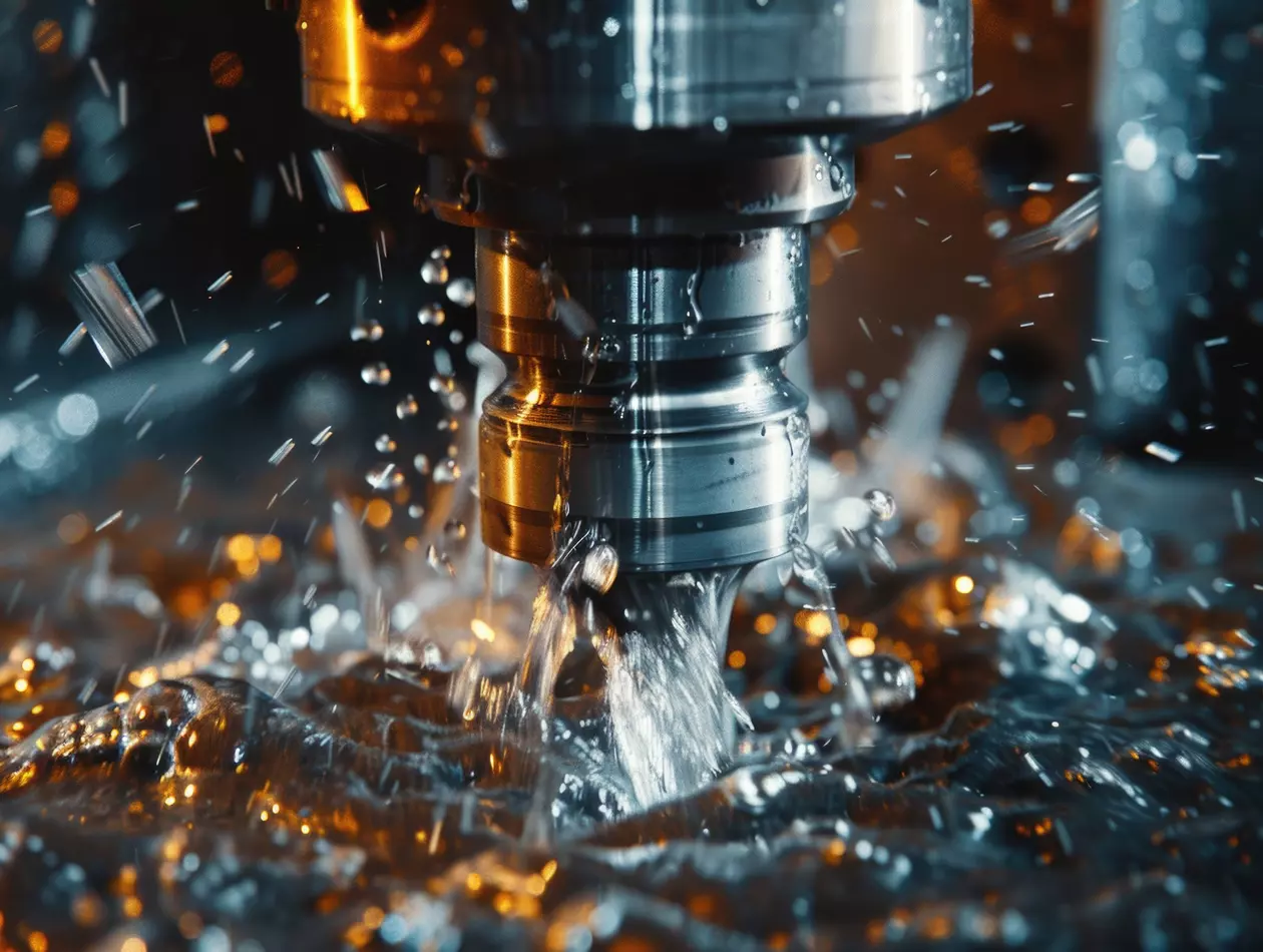 Close-up shot of machine cutting through metal
Machine cutting metal
Maching center is cutting drilling grinding metal sheet