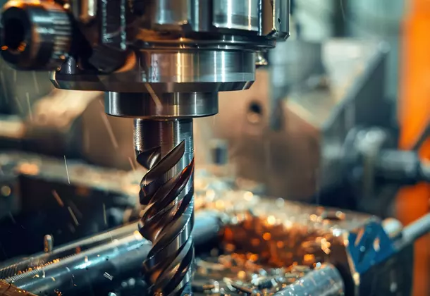 close-up-metal-piece-with-screw-itmetal-drill-industrial-drilling-machine-billet-drillin