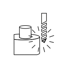 Pictogram for Machine collision avoidance (CNC) in black. SVG format.