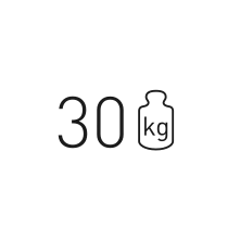 Pictogram for 30 kg (ROBOMACHINES) in black. SVG format.