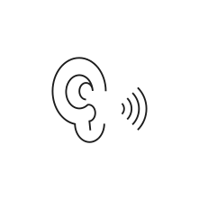 Pictogram for Listen (Organization)  in black. SVG format.