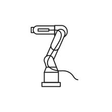 Pictogram for Easy Integration (Robot) in black. SVG format.