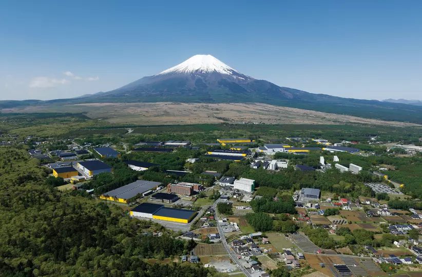 Panorama of FANUC headquarter at the the foot of Mount Fuji, near Lake Yamanaka, Japan, 2022.