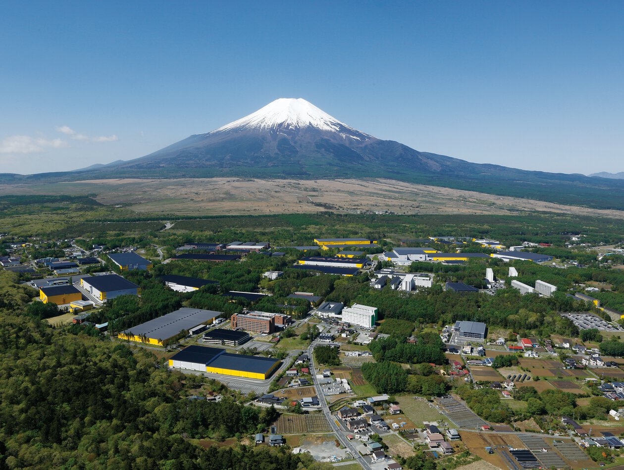 Panorama of FANUC headquarter at the the foot of Mount Fuji, near Lake Yamanaka, Japan, 2022.