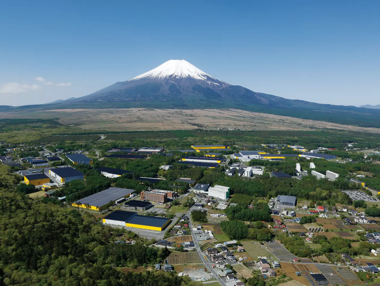 Panorama of FANUC headquarter at the the foot of Mount Fuji, near Lake Yamanaka, Japan, 2022.