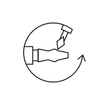 Pictogram for Turning (Applications) in black. SVG format.