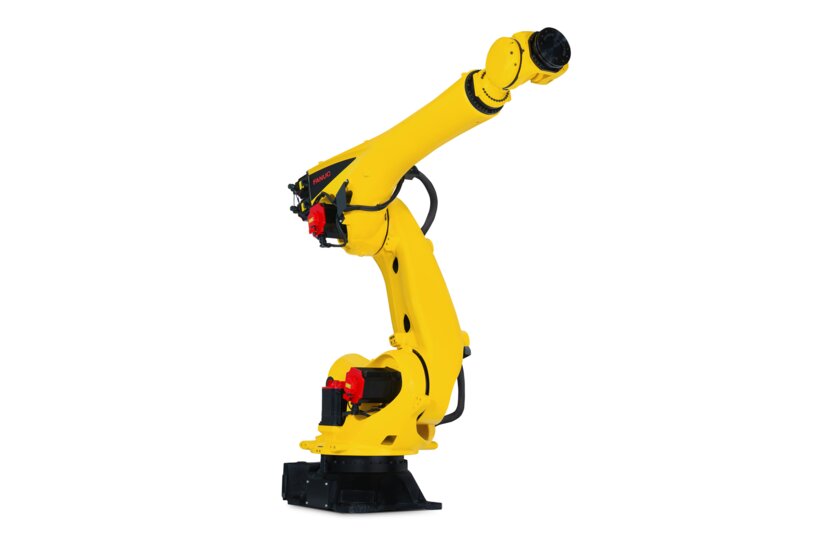 Compact heavy-payload robot with 210 kg capacity and 3100 mm reach, powered by the FANUC R-50iA controller for high-speed industrial automation.