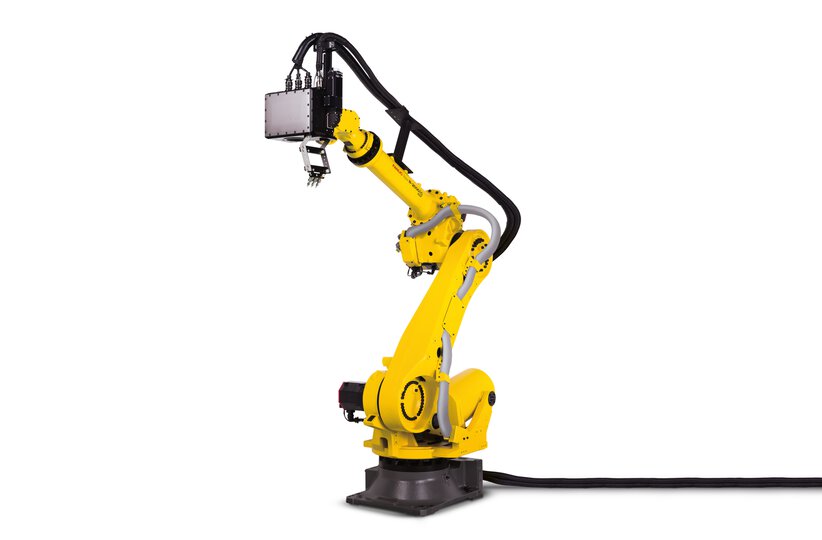 The compact and high-precision FANUC 3D laser scanner LS3Di-A is designed for mass production requiring 
a very high laser welding process speed. The FANUC laser scanner can be seamlessly integrated with FANUC robots resulting in the highest synchronization on the fly, without additional hardware and software. It is possible to create both robot and scanner programs simultaneously in ROBOGUIDE, as well as set robot paths and laser output conditions automatically. A welding monitoring sensor, available as an option, can support real-time welding quality inspection.