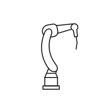 Pictogram for ARC Mate 100iD (Robot) in black. SVG format.