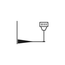 Pictogram for Thin wire option (ROBOMACHINES) in black. SVG format.