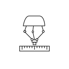 Pictogram for Reach Delta (Robot) in black. SVG format.