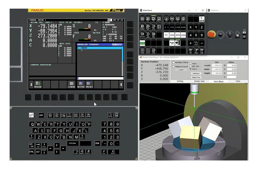 If you want to improve the operability of the Tilted Working Plane (TWP), then this FANUC CNC function is for you. 
For better ease of use, the workpiece origin automatically moves together with the workpiece in TWP, so there is no need to set the work origin again, even after table rotation.