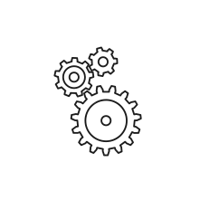 Pictogram for Machine uptime (IoT) in black. SVG format.