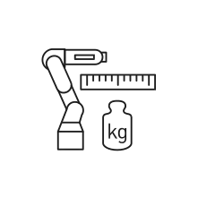 Icon for Robot reach & payload. SVG