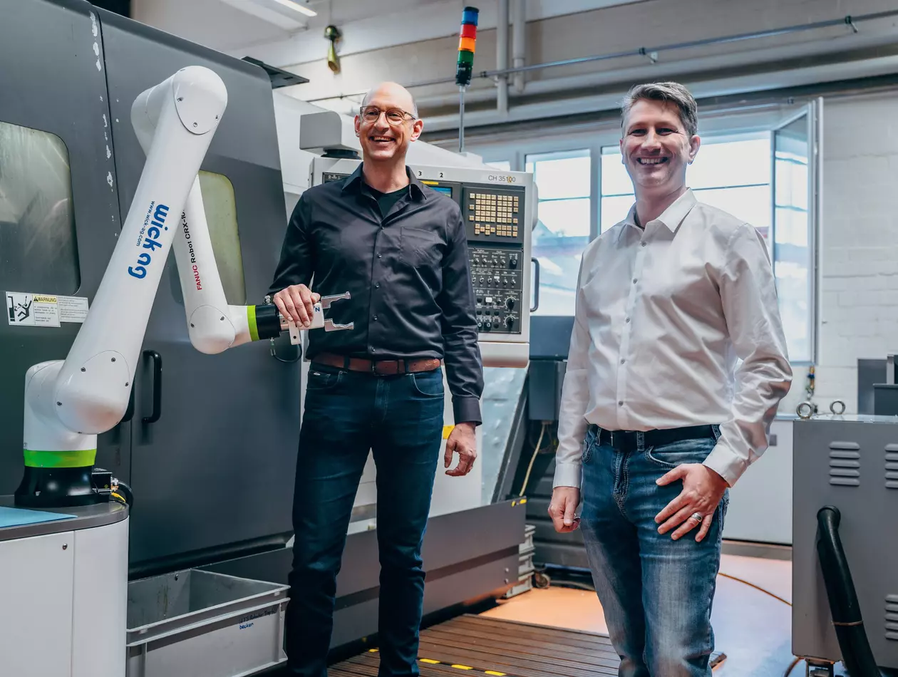 Success story about automated part handling using FANUC robots by the Swiss company Emerson Professional Tools AG.

Emerson Professional Tools AG relies on the FANUC CRX collaborative robot to automate the unloading of finished parts directly from the lathe as well as remnants from the bar feeder. Thanks to its small footprint and easy installation, the CRX was the perfect replacement for the broken gantry system. Machine availability has increased to 96% per day, while productivity has been boosted by enabling a complete ghost shift.