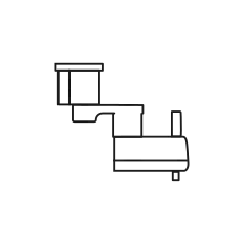 Pictogram for Scara upside down in black, svg format