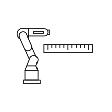 Pictogram for Robot Reach (Robot) in black. SVG format.