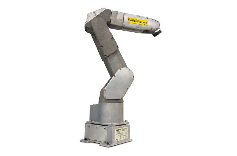 The FANUC P-250/45F-26A is a paint robot used for applications including painting, dispensing, glueing and sealing.