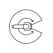 Pictogram for Work envelope (Robot) in black. SVG format.