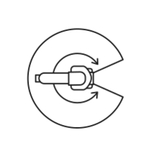 Pictogram for Work envelope (Robot) in black. SVG format.