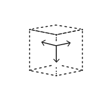 Pictogram for Moving in any direction (Robot)in black. SVG format.