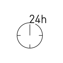 Pictogram for 24h (Service) in black. SVG format.