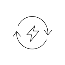 Pictogram for Power Regeneration in black. SVG format.